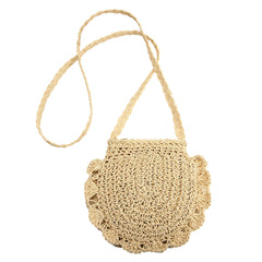 Women Straw Holiday Light Weight Crossbody Bag Elegant Bohemian Style Lace