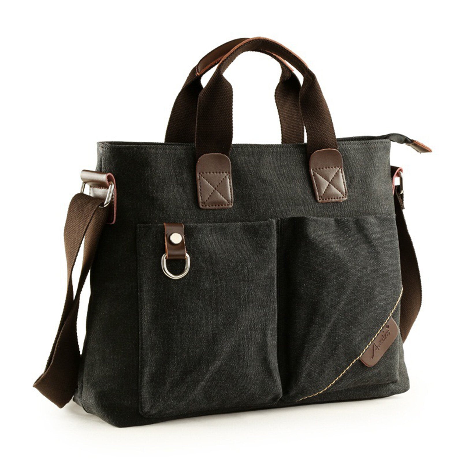 Men's Vintage Canvas Crossbody Bag - Large Capacity, Multi-pocket, Zipper Handbag & Shoulder Bag