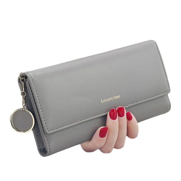 Women Fashion Phone Bag Artificial Leather Multi-functional Long Wallet 9 Card Slots Clutch