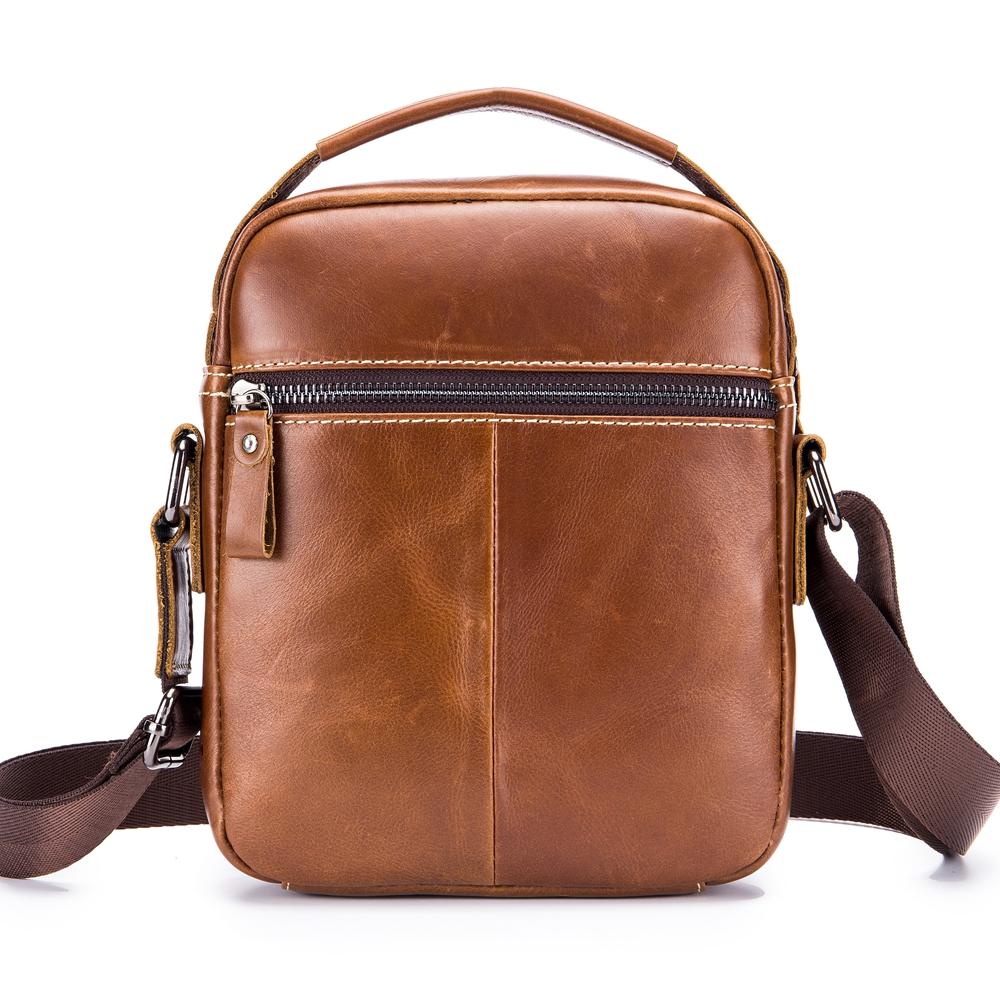 Men's Classic Leather Crossbody Bag - Casual Business Shoulder Handbag