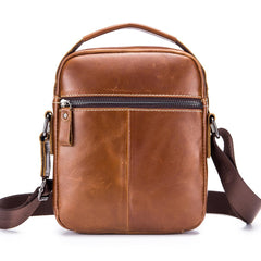 Men's Classic Leather Crossbody Bag - Casual Business Shoulder Handbag