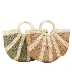 Fashionable Leisure Women's Woven Straw Handbag Solid Color