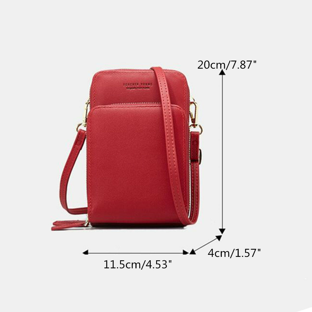 Women Artificial Leather Multi-compartment Crossbody Bag Solid Color Large Capacity Phone Shoulder Messenger