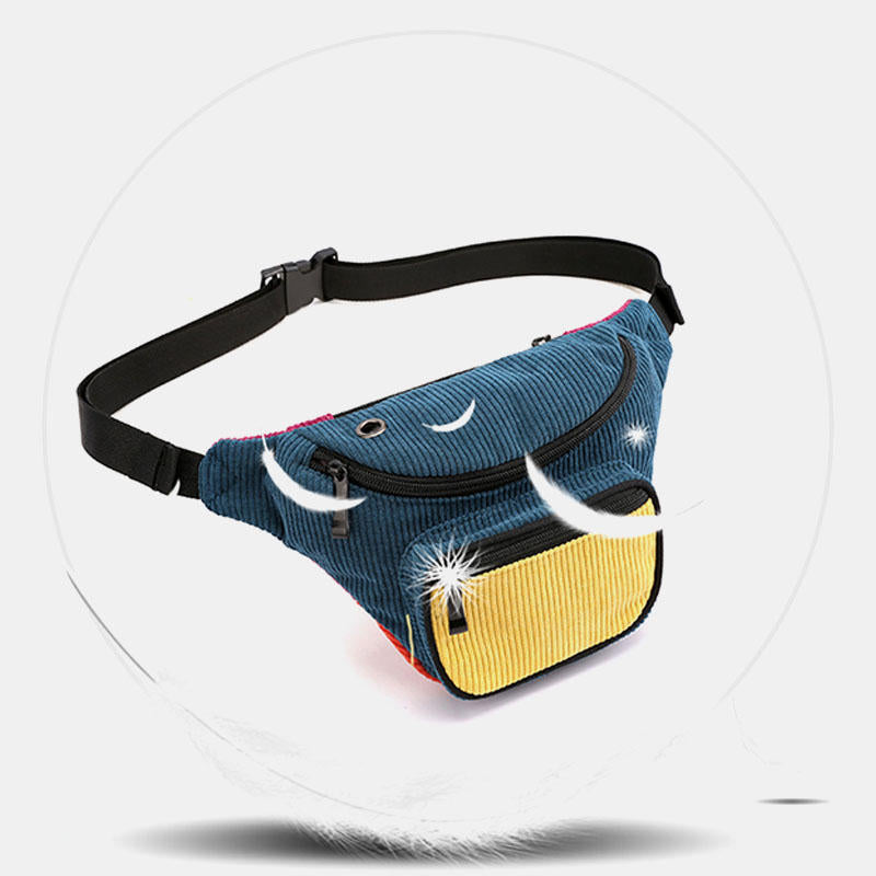 Women Men Fashion Multi-Color Waist Bag Shoulder Chest Crossbody With Headphone Port