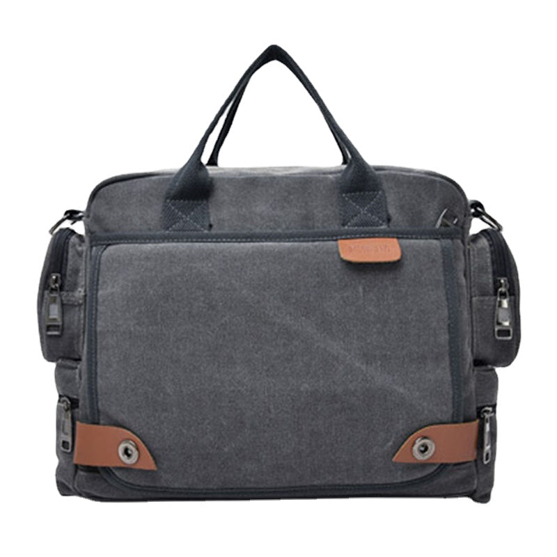 Men's Canvas Multi-pocket 13.3" Laptop Crossbody Shoulder Bag Briefcase