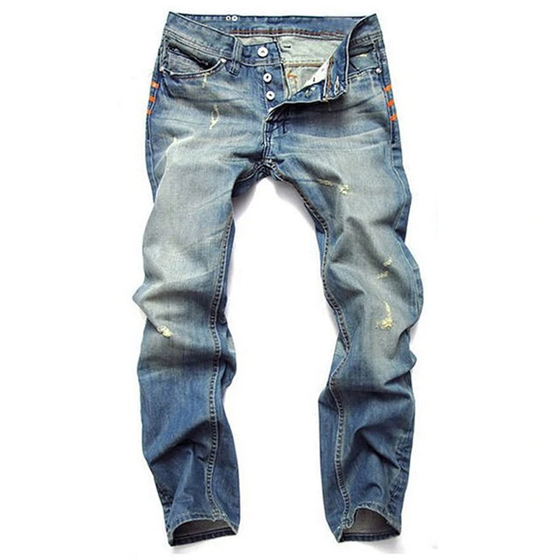 Casual Straight Slim Cotton Denim Men Jeans - Sheseelady