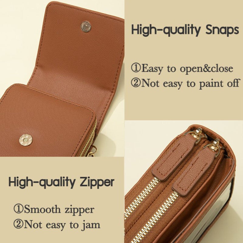 Women 6.5 Inch Touch Screen RFID Clutch Card Large Capacity Multi-Pocket Crossbody Phone Bag