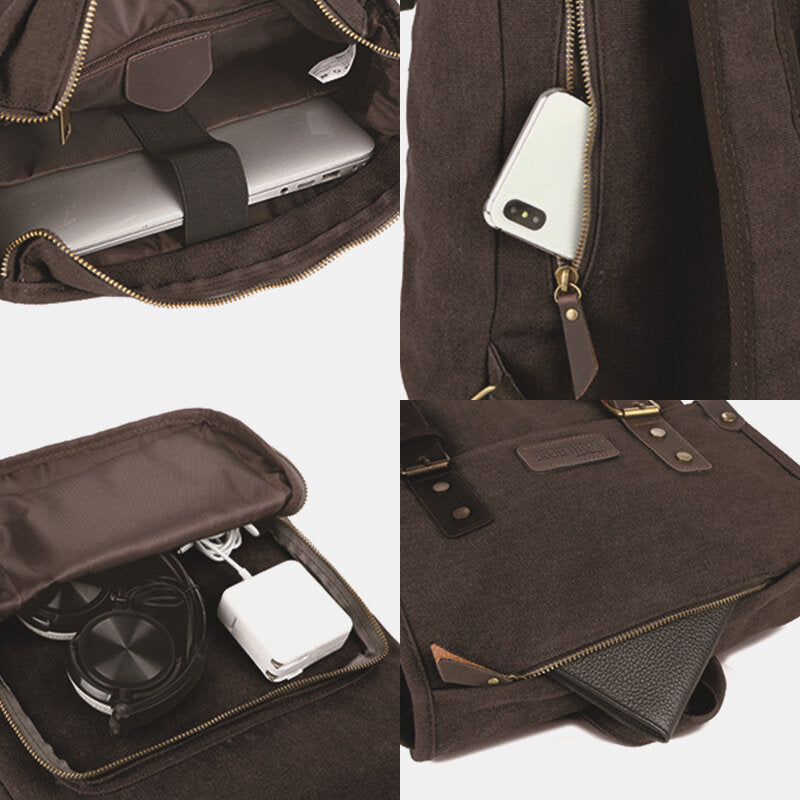 Men's Canvas Outdoor 14" Laptop Backpack - Large Capacity Travel & School Bag