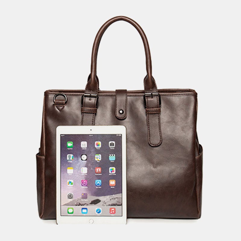 Men's Retro Waterproof 14" Laptop Briefcase & Crossbody Shoulder Bag