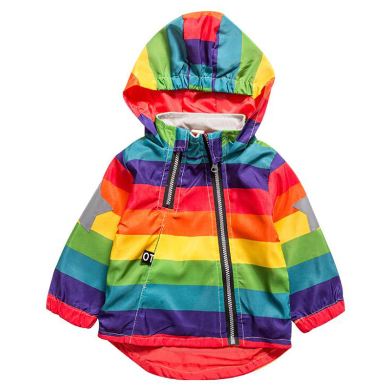 Boys&Girls Rainbow Hooded Zipper Coats For Unisex - Sheseelady
