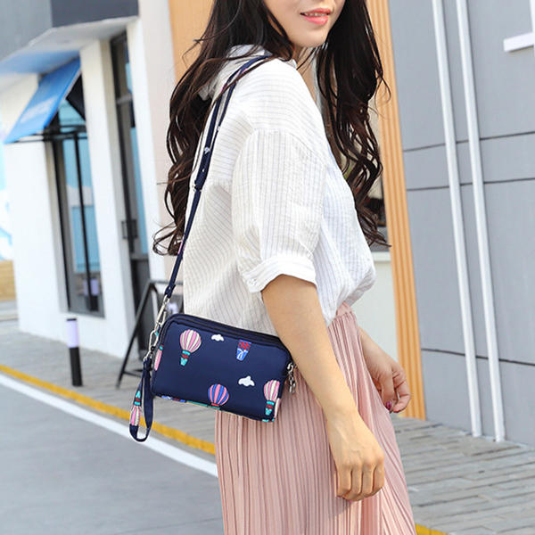 Women Nylon Colorful Multi-level Casual Wallet Purse Shoulder Bag Messenger Crossbody