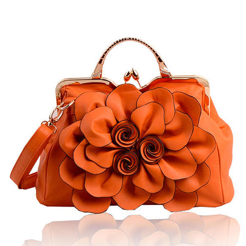 Women Elegant Handbag Rose Floral Fashion Cosmetic Bag