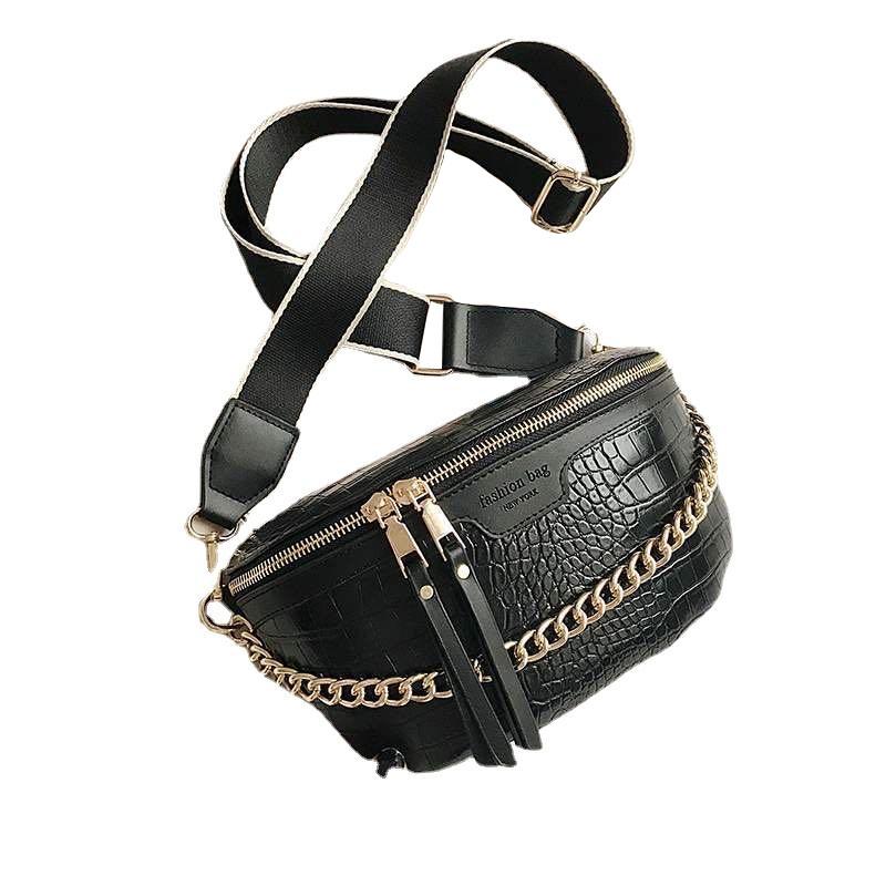 Luxury Women's Leather Crossbody Bag With Thick Chain