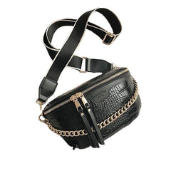 Luxury Women's Leather Crossbody Bag With Thick Chain