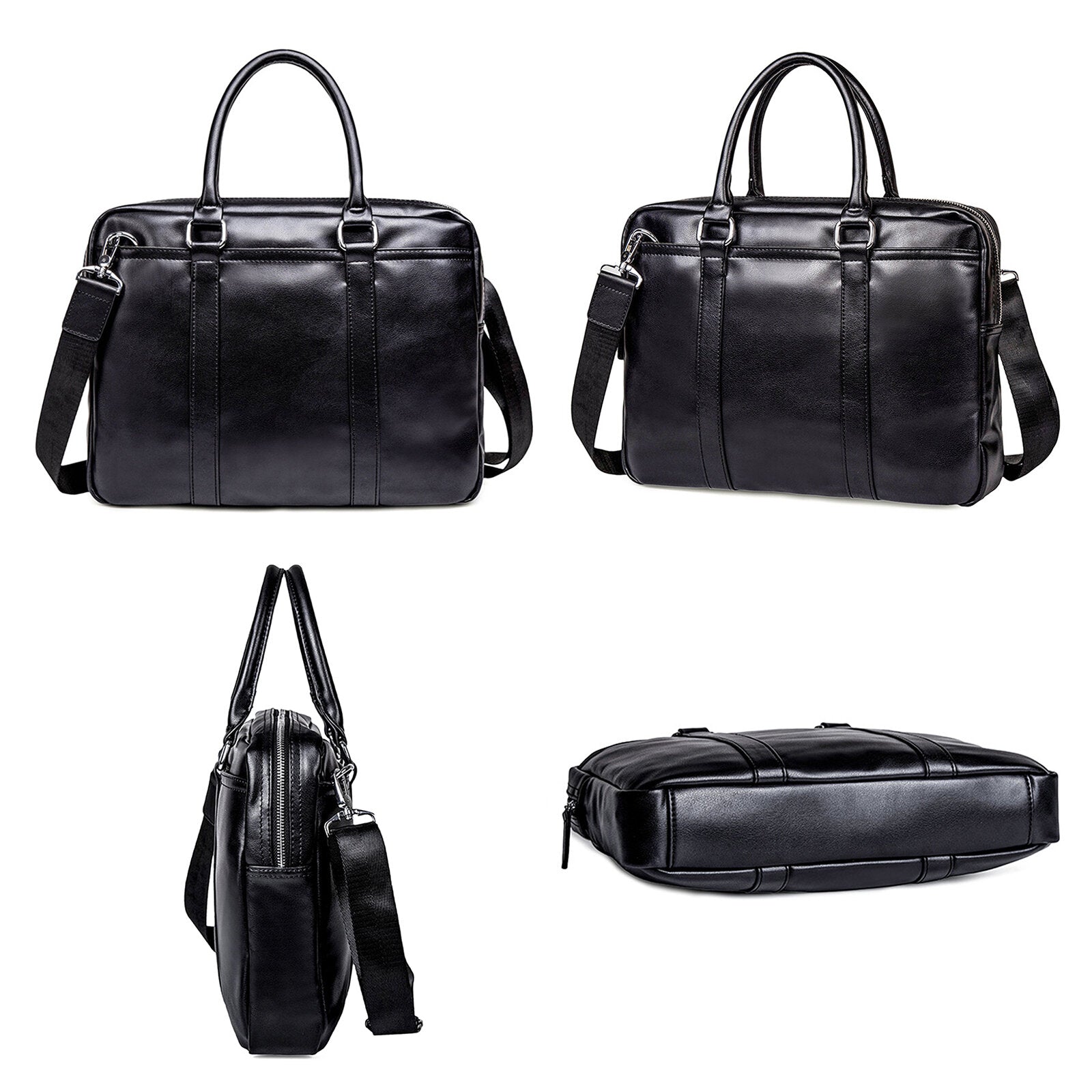 Men Artificial Leather Business Casual Briefcase Large Capacity Multifunctional Handbag Shoulder Messenger Bag