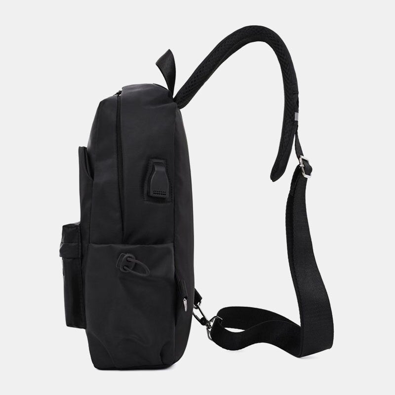 Men's Large Capacity Oxford Crossbody Chest Bag with Multi-Pockets