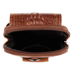 Croc Embossed Leather Phone Pouch Belt Bag for Men - 6in Hip Bum Bag