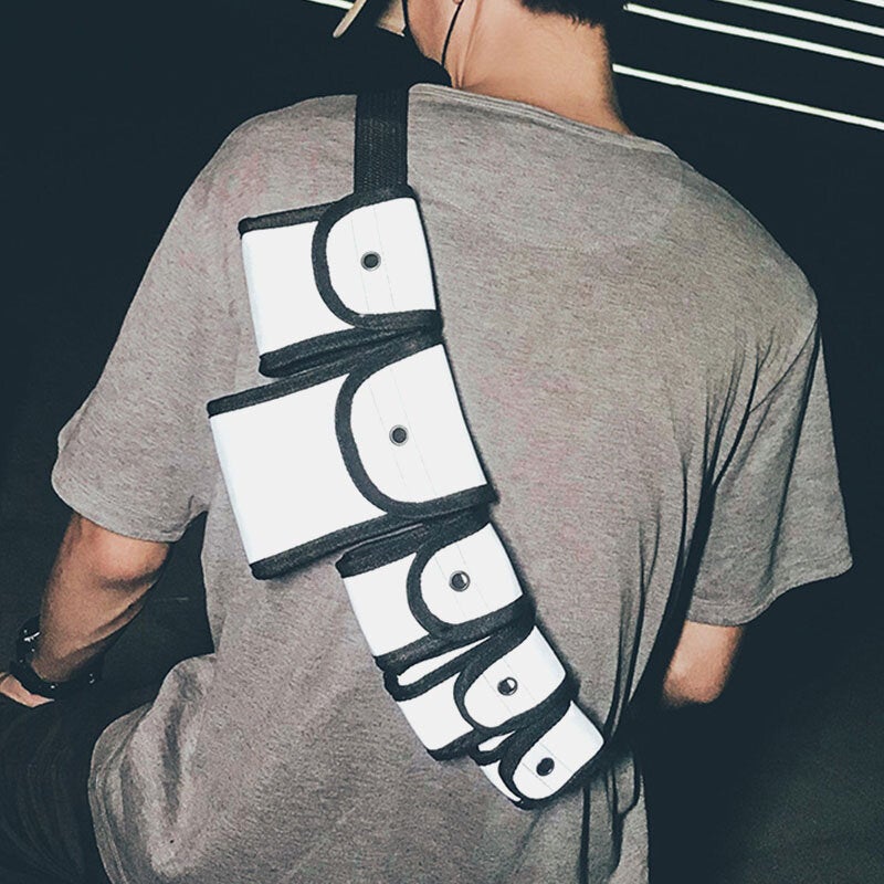 Unisex Reflective Nylon Tactical Multi-pocket Chest & Waist Bag for Outdoor Games