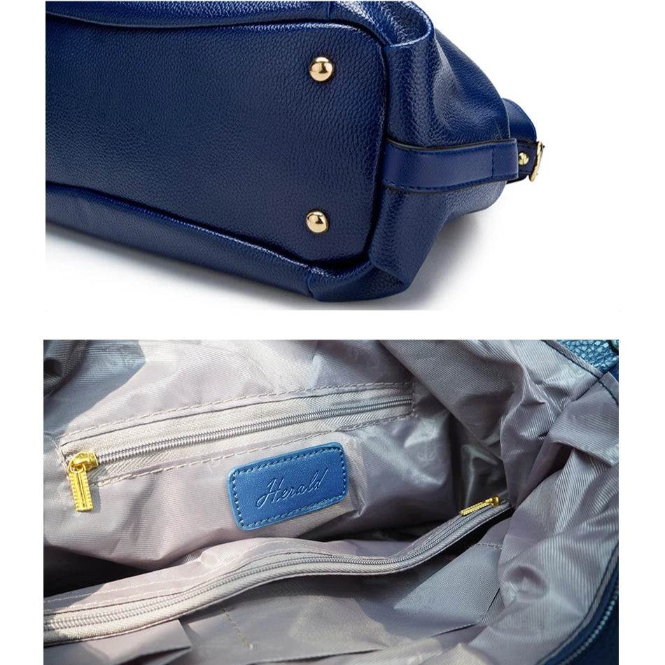 Herald Fashion Designer Women Handbag Female Pu Leather Bags Handbags Ladies Portable Shoulder Bag Office Ladies Hobos Bag Totes - Sheseelady