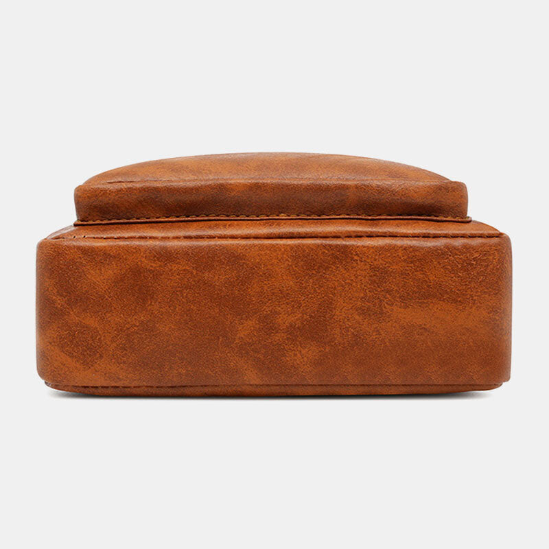 Men's PU Leather Anti-theft Multi-pocket Crossbody Messenger Bag