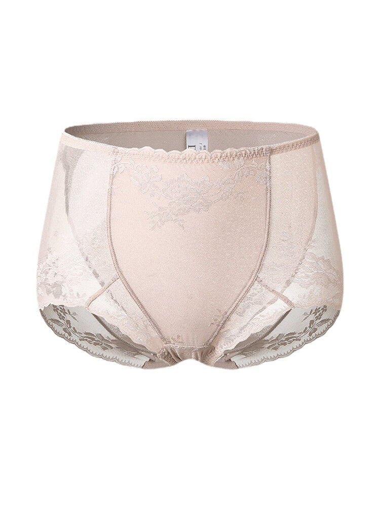 Women Translucent Lace See Through High Waist Thin Lingerie Panties