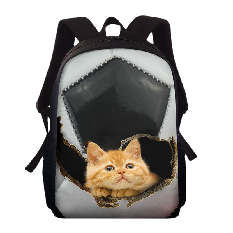 Unisex Dacron Large Capacity Cat Dog in the Baseball Football Pattern Printing Backpack School Bag