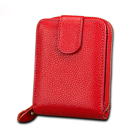 Men And Women Trifold Genuine Leather Wallet Purse Casual Card Holder Coin Bag