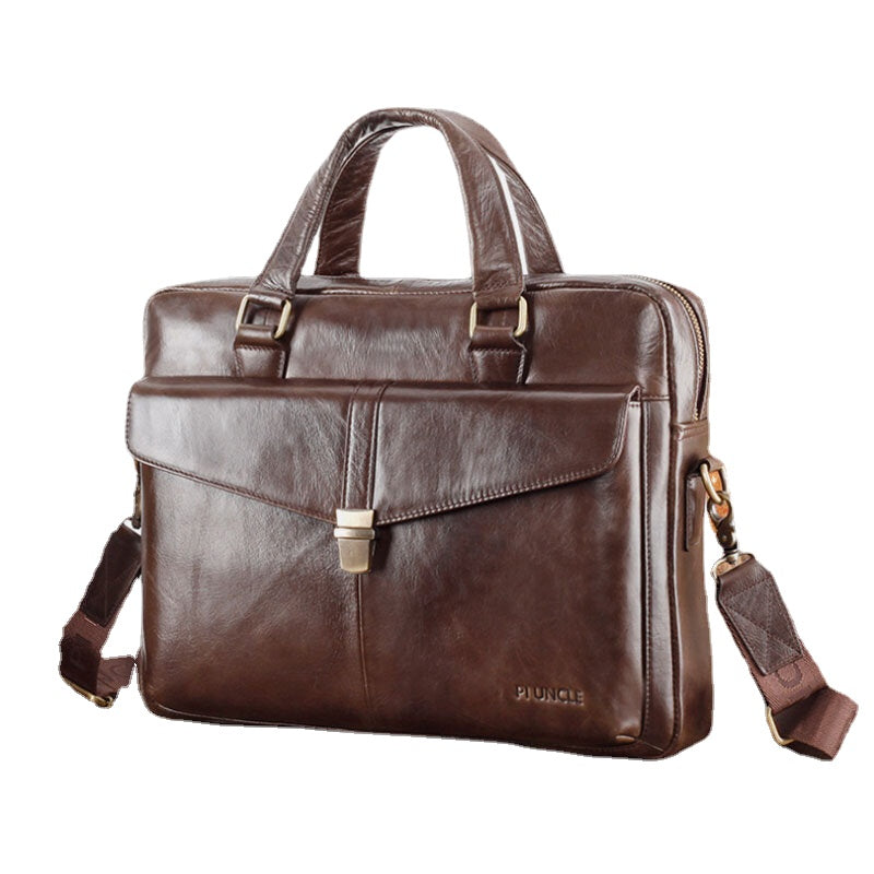 Men's Genuine Leather Multi-Function Retro Large Capacity Shoulder & Crossbody Bag