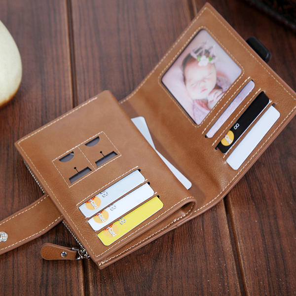 Men Women Faux Leather Retro Personalized Wallet Card Holder Coin Purse