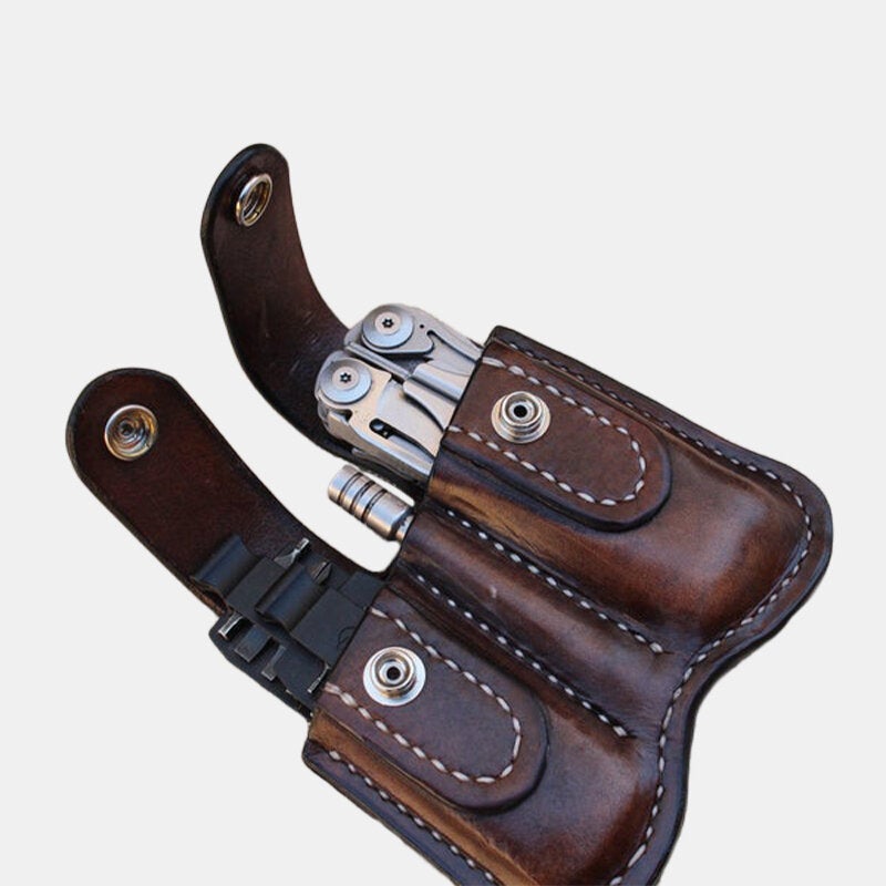 Men's Genuine Leather EDC Tooling Belt Bag for Outdoor Use