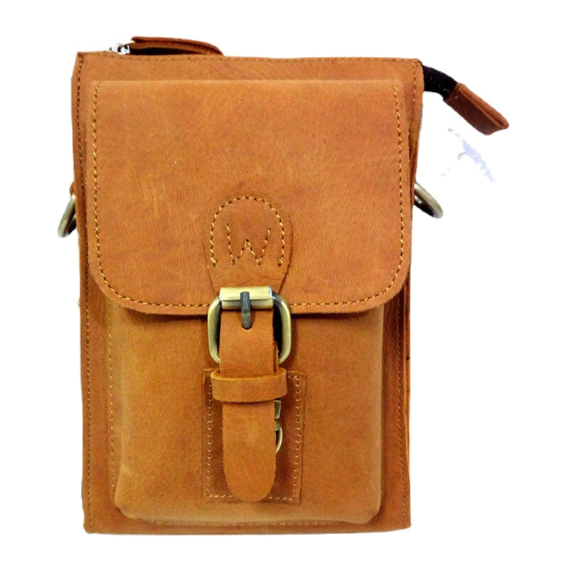 Men's Vintage Leather Crossbody Bag - Durable Multi-functional Waist Belt Bag