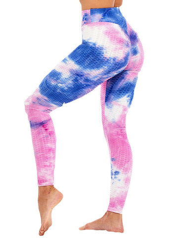 Tie-dye Random Print High Waist Slim Sport Yoga Casual Leggings For Women