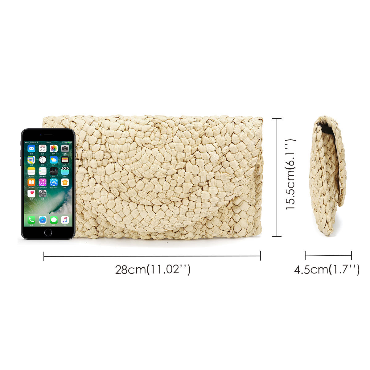 Women Summer Lovely Retro Straw Knitted Wallet Key Money Beach Long Bag Clutch