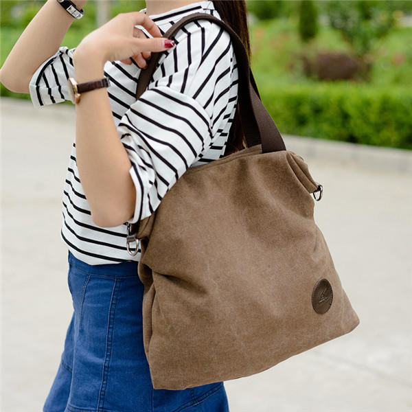 Women Canvas Shoulder Bags Vintage Tote Handbags Capacity Shopping Crossbody Bags