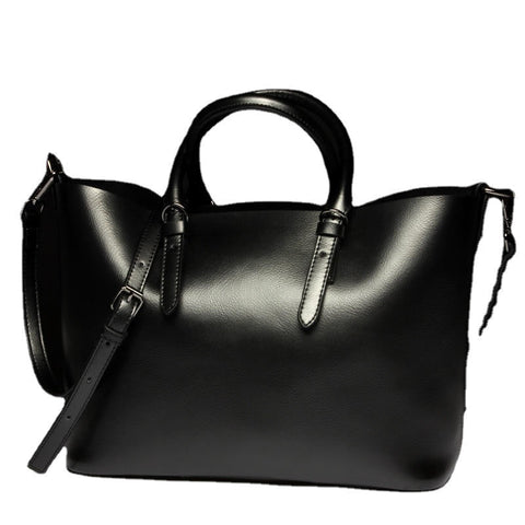 Soft Genuine Leather Women Solid Handbag Commuter Crossbody Bag
