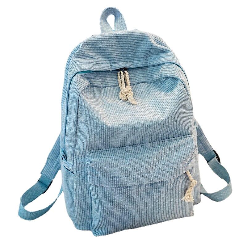 Preppy Style Female Soft Corduroy Backpack For School