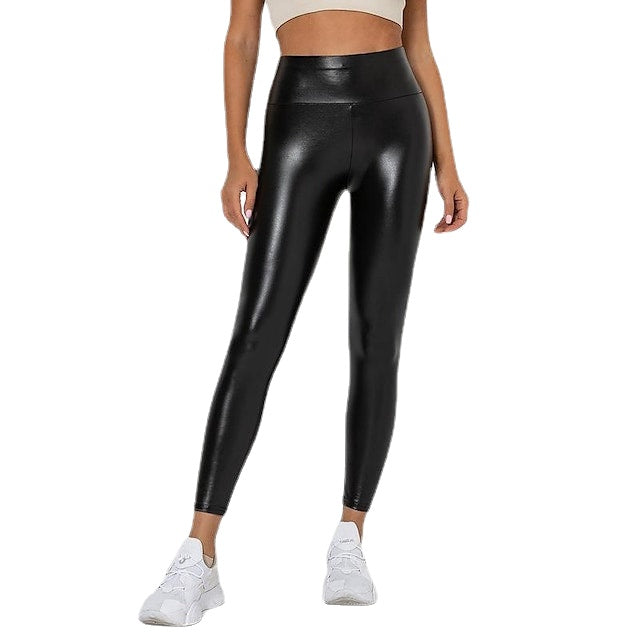 Fashion Women's PU Black High Waist Sexy Elasticity Pants