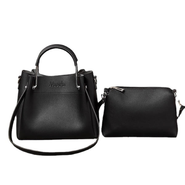 Women Faux Leather Two-piece Set Bucket Bag Handbag Shoulder