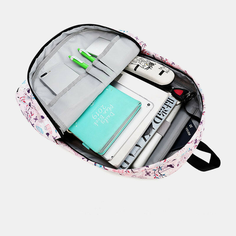 Women Print Waterproof Casual Backpack School Bag