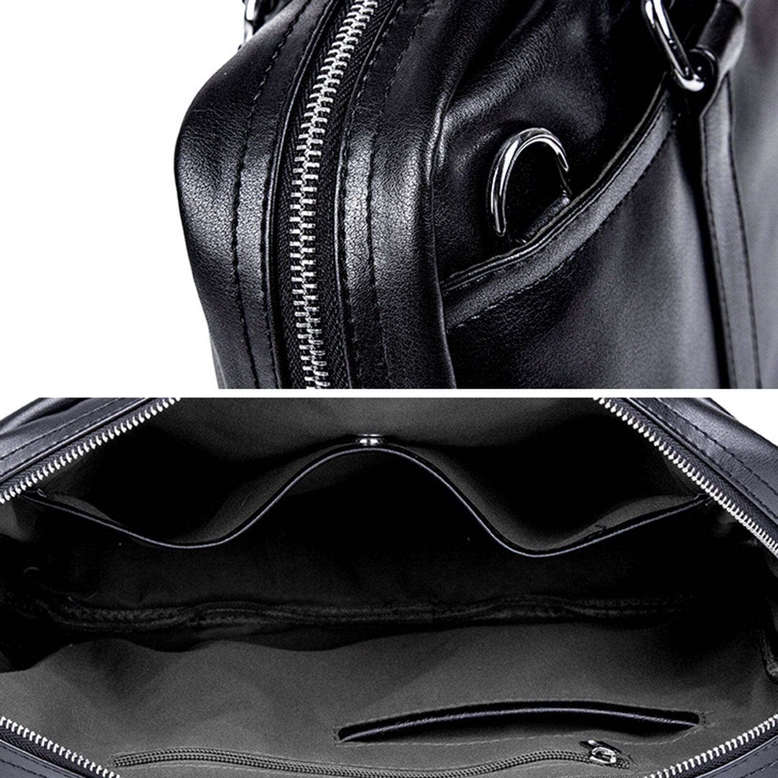 Men Artificial Leather Business Casual Briefcase Large Capacity Multifunctional Handbag Shoulder Messenger Bag