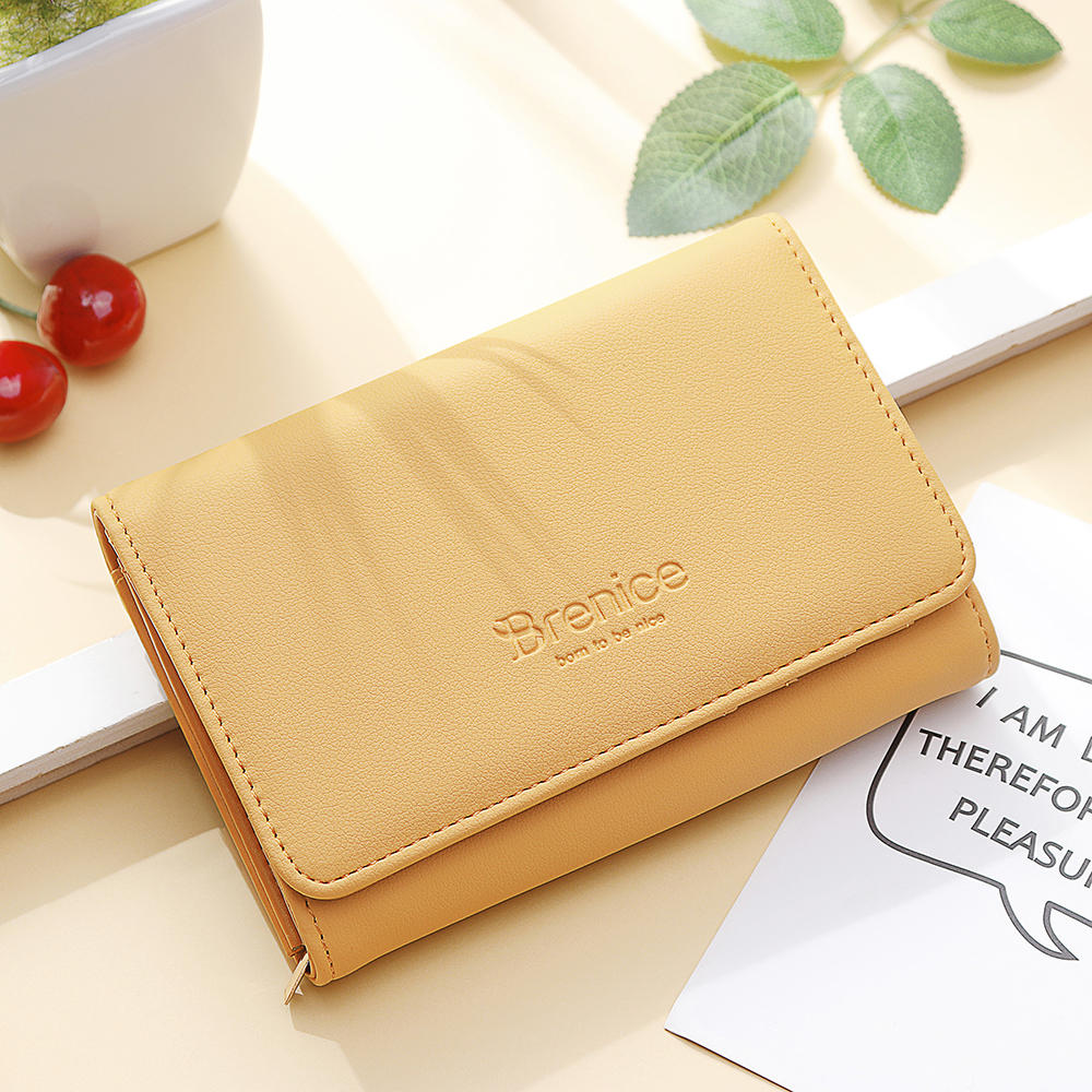 Women Plain Trifold Wallet Card Holder Coin Purse Phone Bag