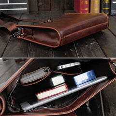 Men's Vintage Faux Leather Crossbody Bag - Large Capacity Shoulder Bag