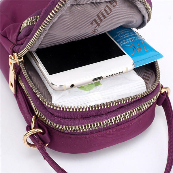 Women Nylon Waterproof Print Crossbody Bag Multi-pocket Phone Purse