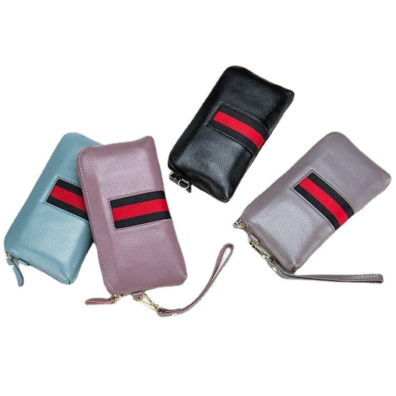 Fashionable Casual Women's Zippered Genuine Leather Clutches