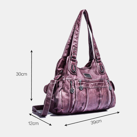 Angel Kiss Women PU Leather Multi-carry Solid Color Crossbody Bag Shoulder Tote Handbag