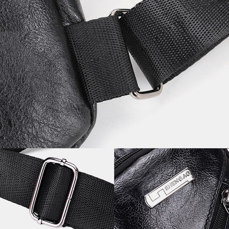 Men's Multi-pocket Crossbody Sling Bag with Earphone Hole