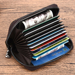 Genuine Leather Card Organ Holder Zipper Multi-card Bit Purse Wallet