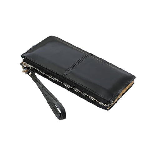 Women PU Patchwork Line Wallet Elegant Ultra Thin Wristlet Phone