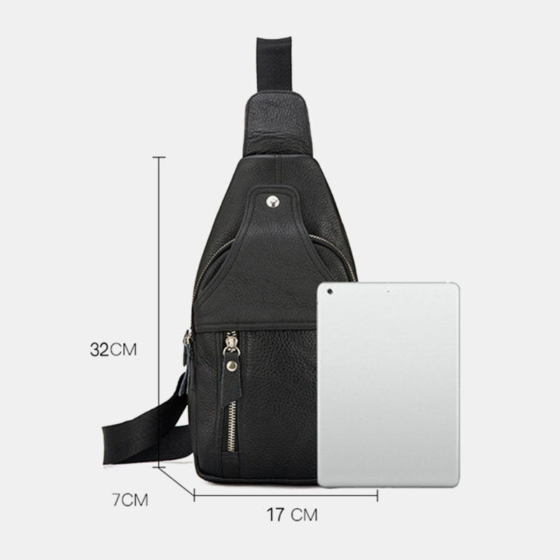 Men's Retro Leather Crossbody Sling Bag - Large Capacity
