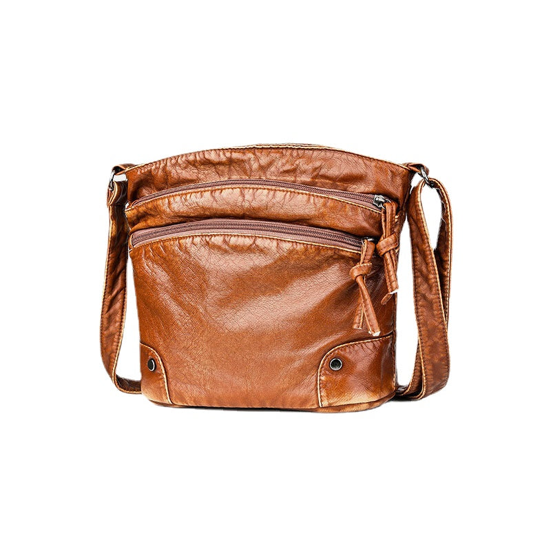 Women Solid Multi-pocket Middle-aged Crossbody Bag Shoulder